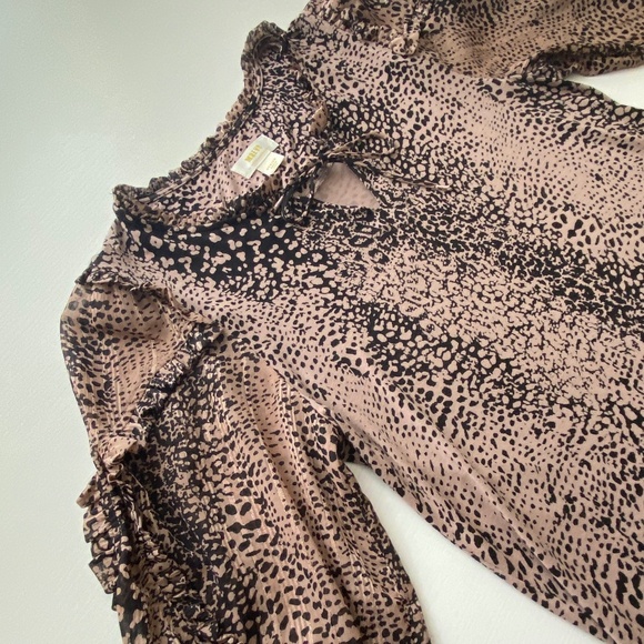Anthropologie Maeve Jacquin Animal Print Peasant Blouse Sz Medium - Picture 7 of 16